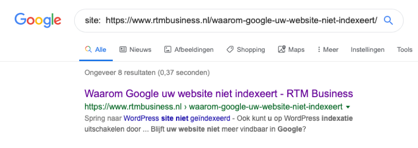 Website indexatie check